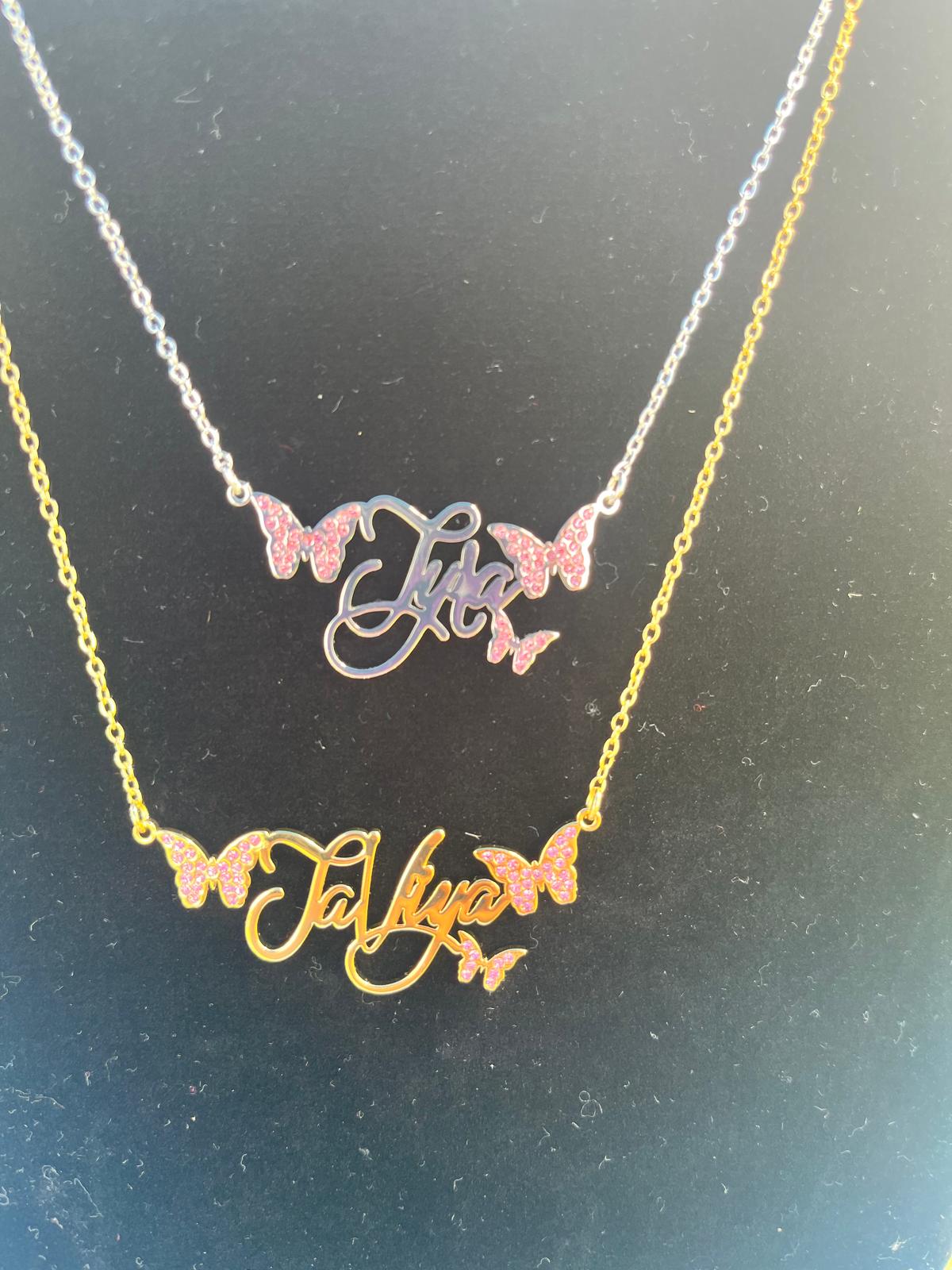 Pink Butterflies Nameplate